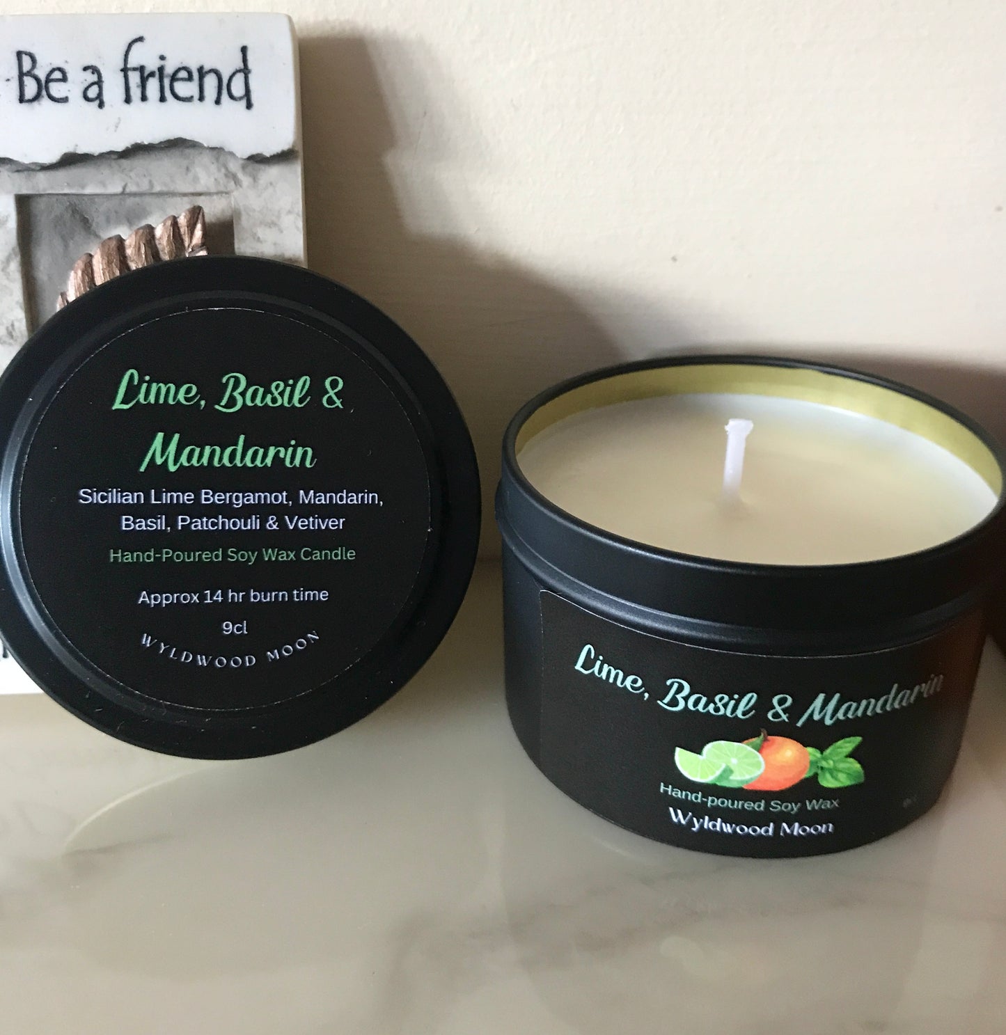 'Lime, Basil & Mandarin' Scented Soy Wax Candle