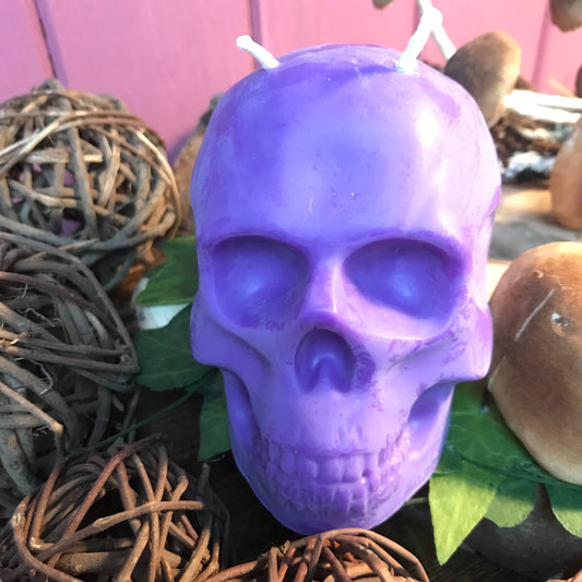 Medium Skull Candle, Purple, Unscented